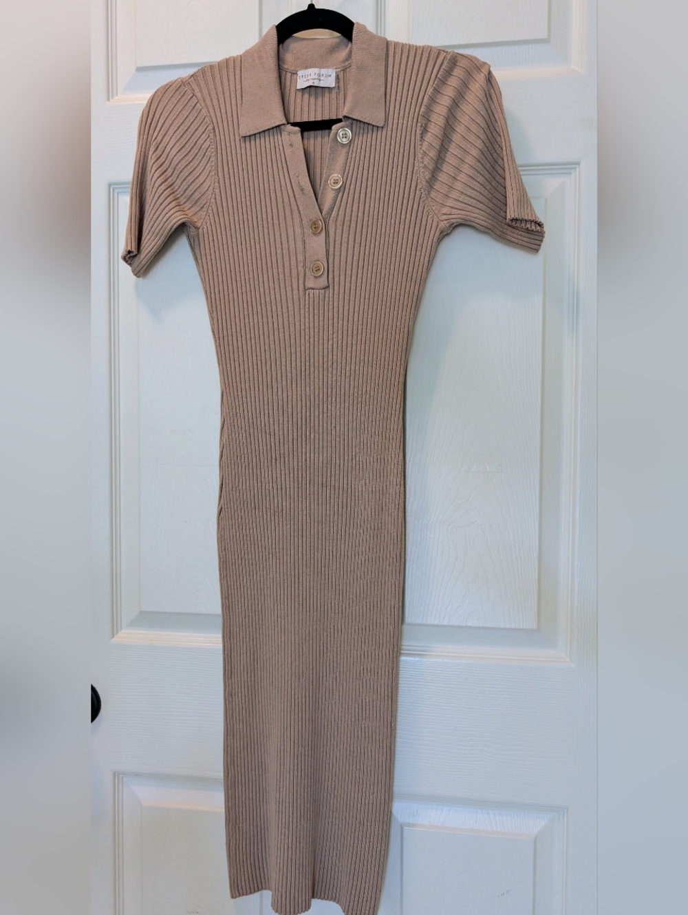 Taupe Ribbed Midi Dress